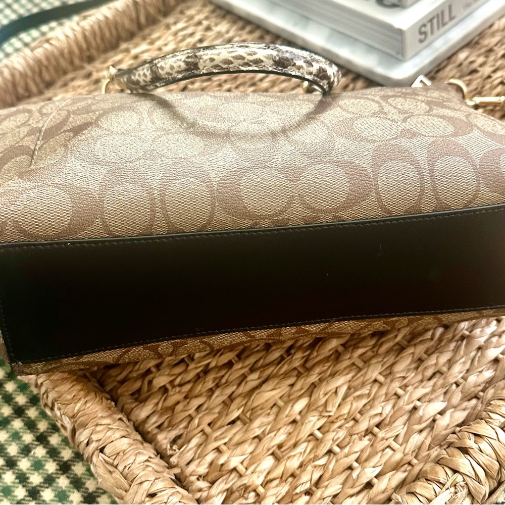 Coach Tan and Black Signature Tote - Picture 4 of 5